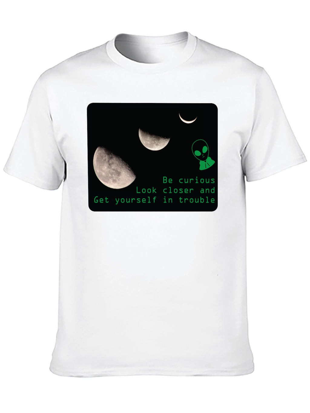Curious Alien Moon Graphic T-Shirt