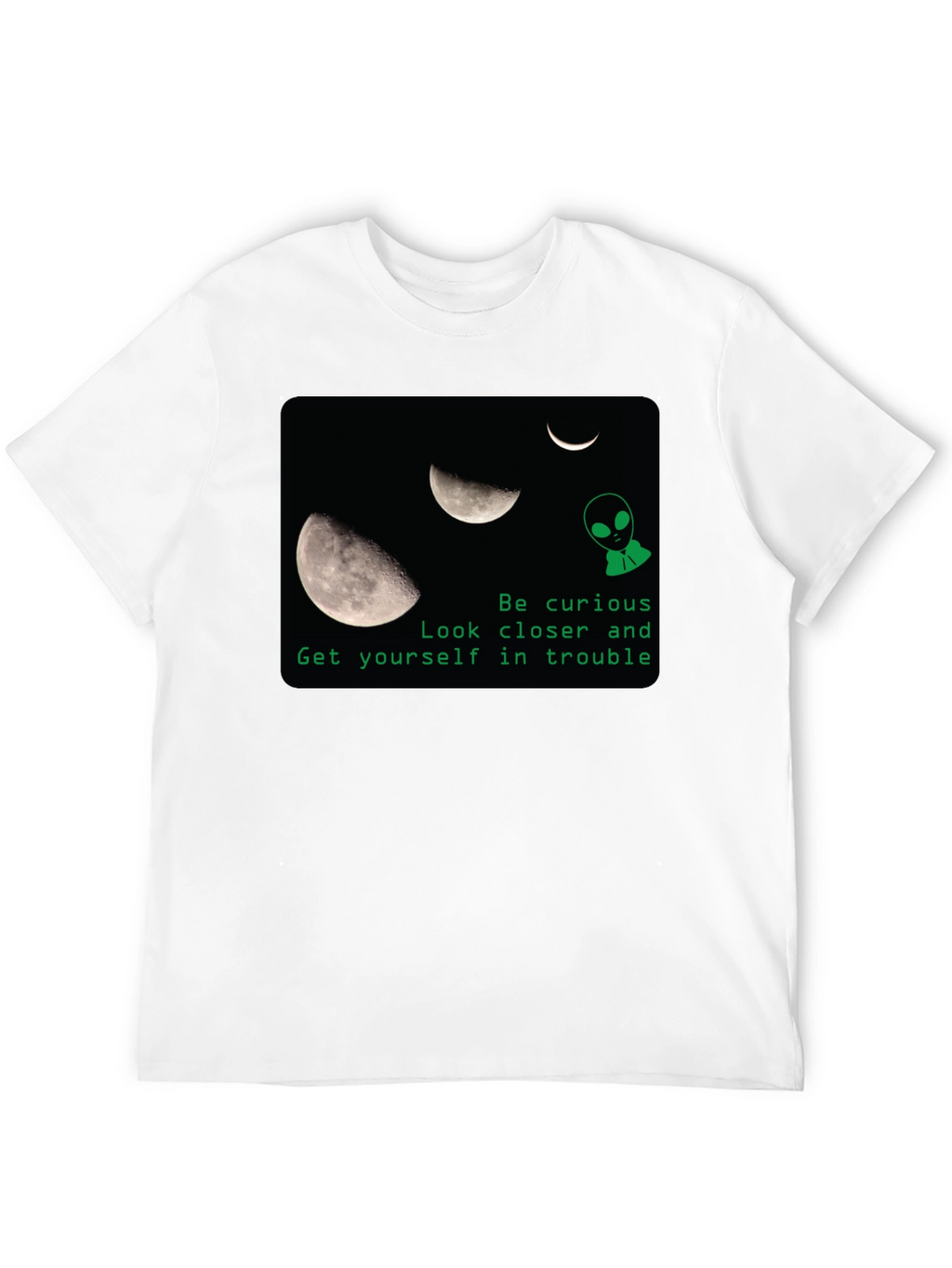 Curious Alien Moon Graphic T-Shirt