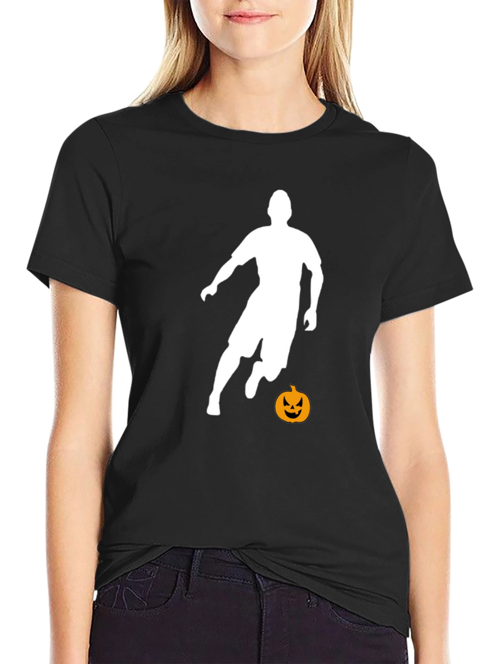 Halloween Soccer Player Black T-Shirt