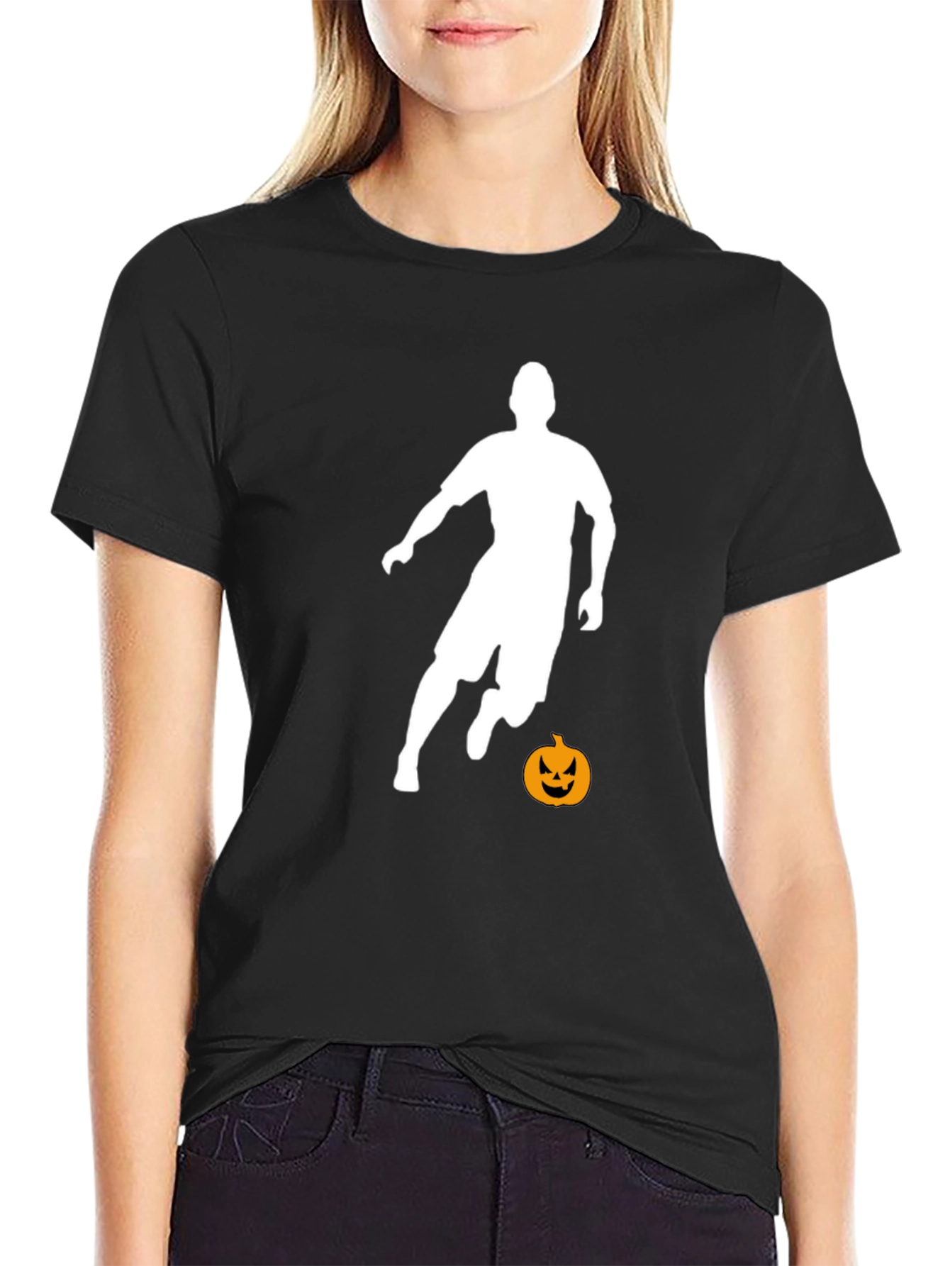 Halloween Soccer Player Black T-Shirt