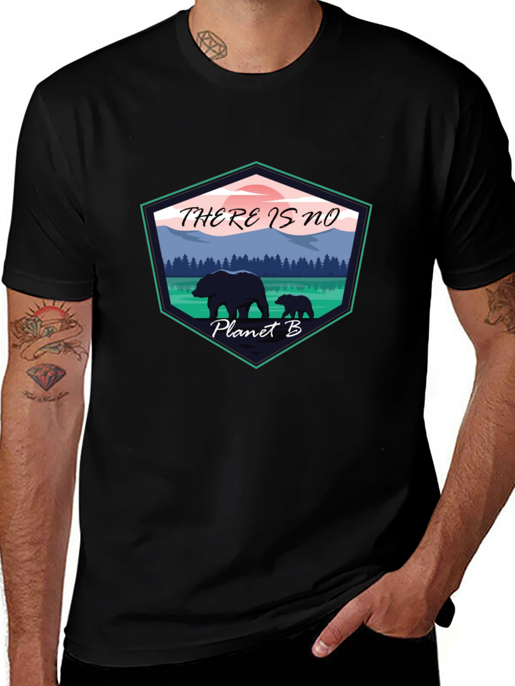 Eco-Friendly Planet B Graphic Tee - Black