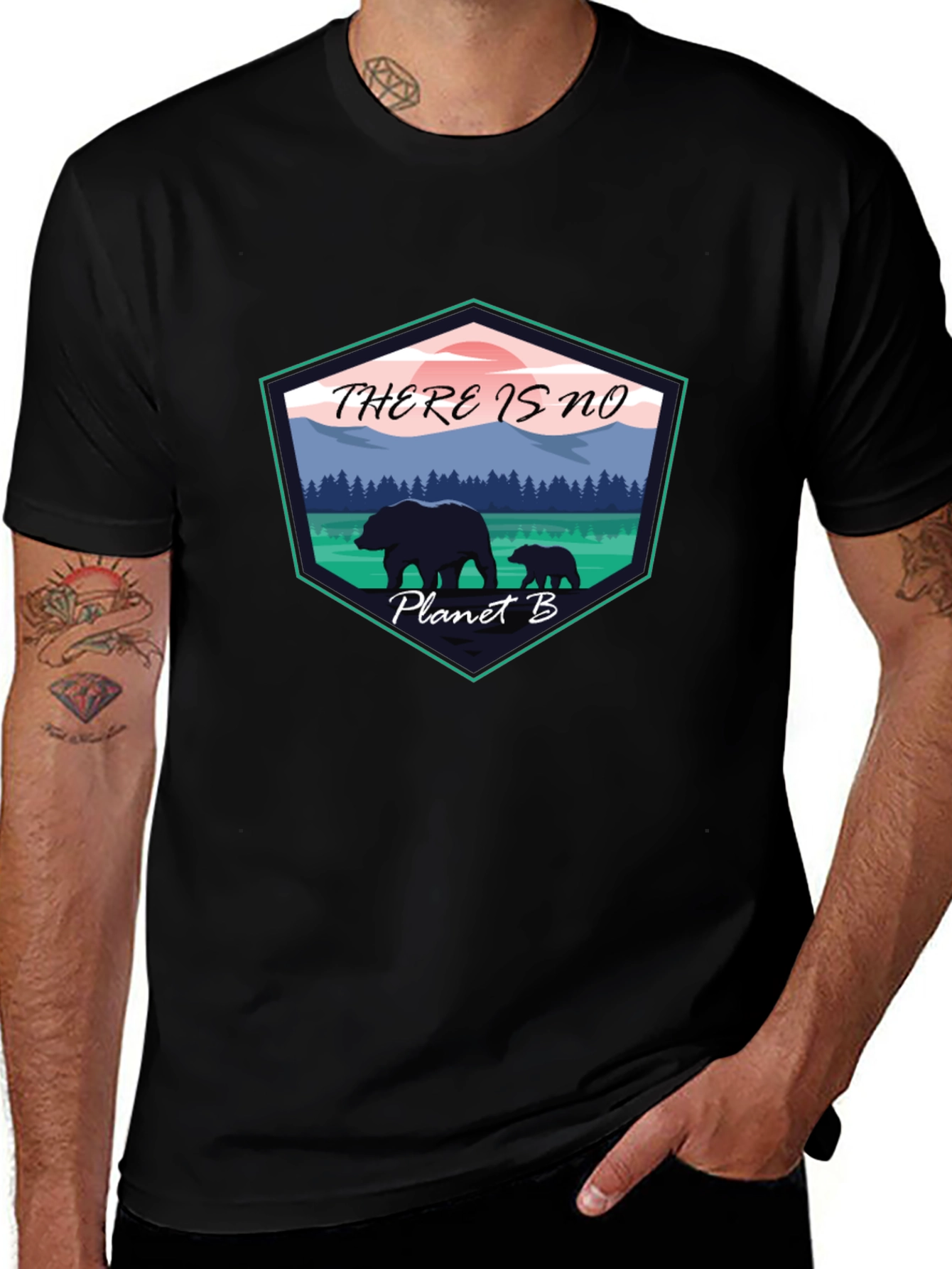 Eco-Friendly Planet B Graphic Tee - Black