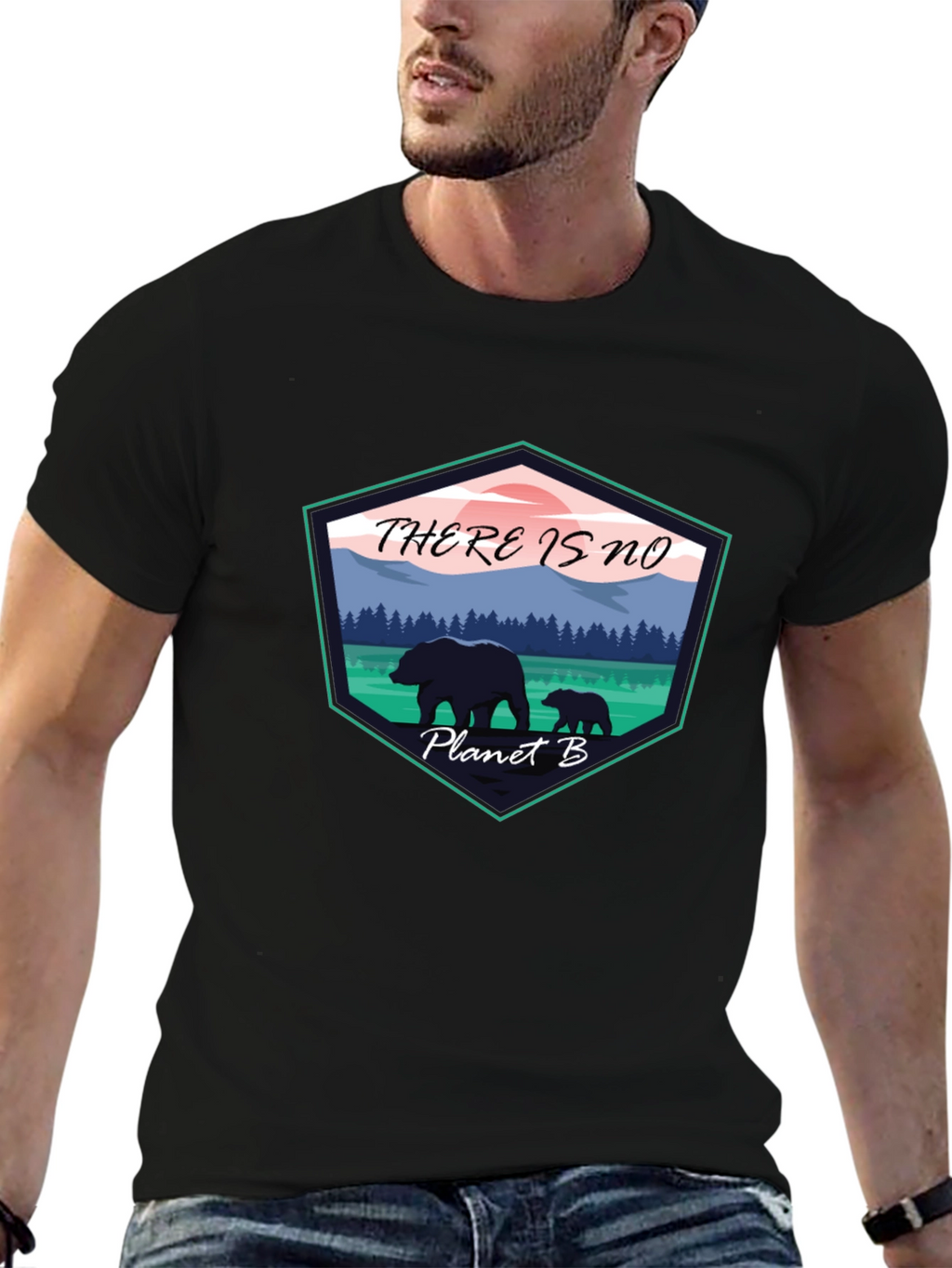 Eco-Friendly Planet B Graphic Tee - Black