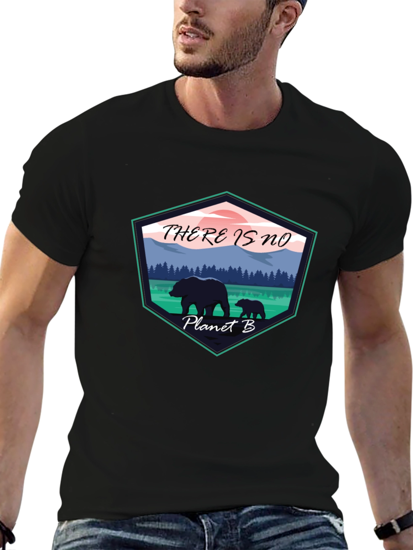 Eco-Friendly Planet B Graphic Tee - Black