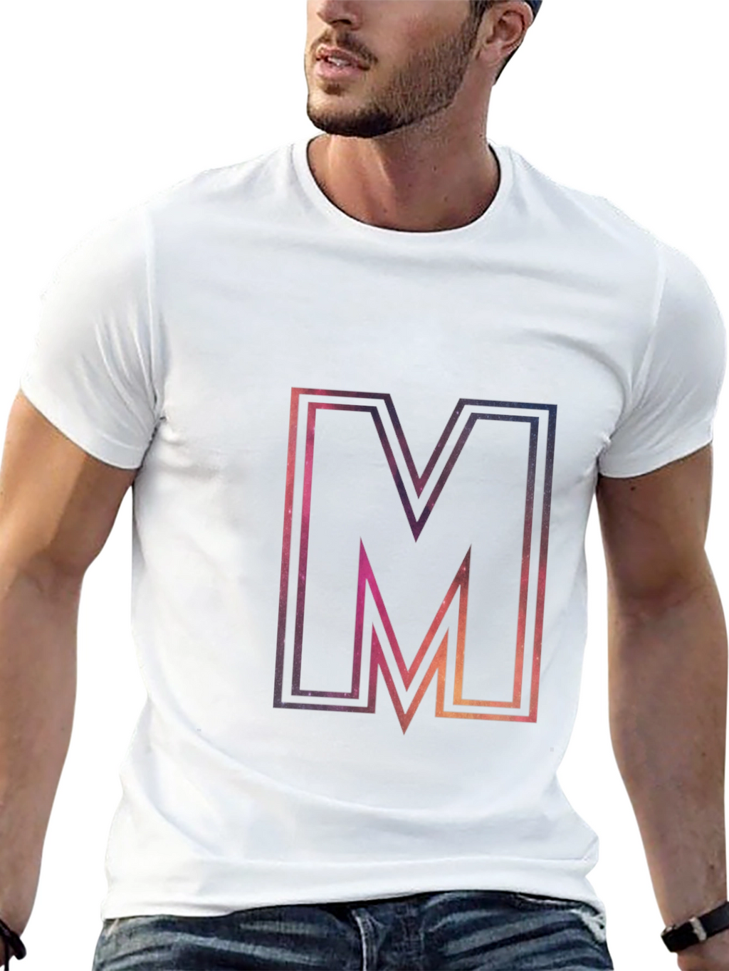 M Graphic Tee - Cosmic Letter Print