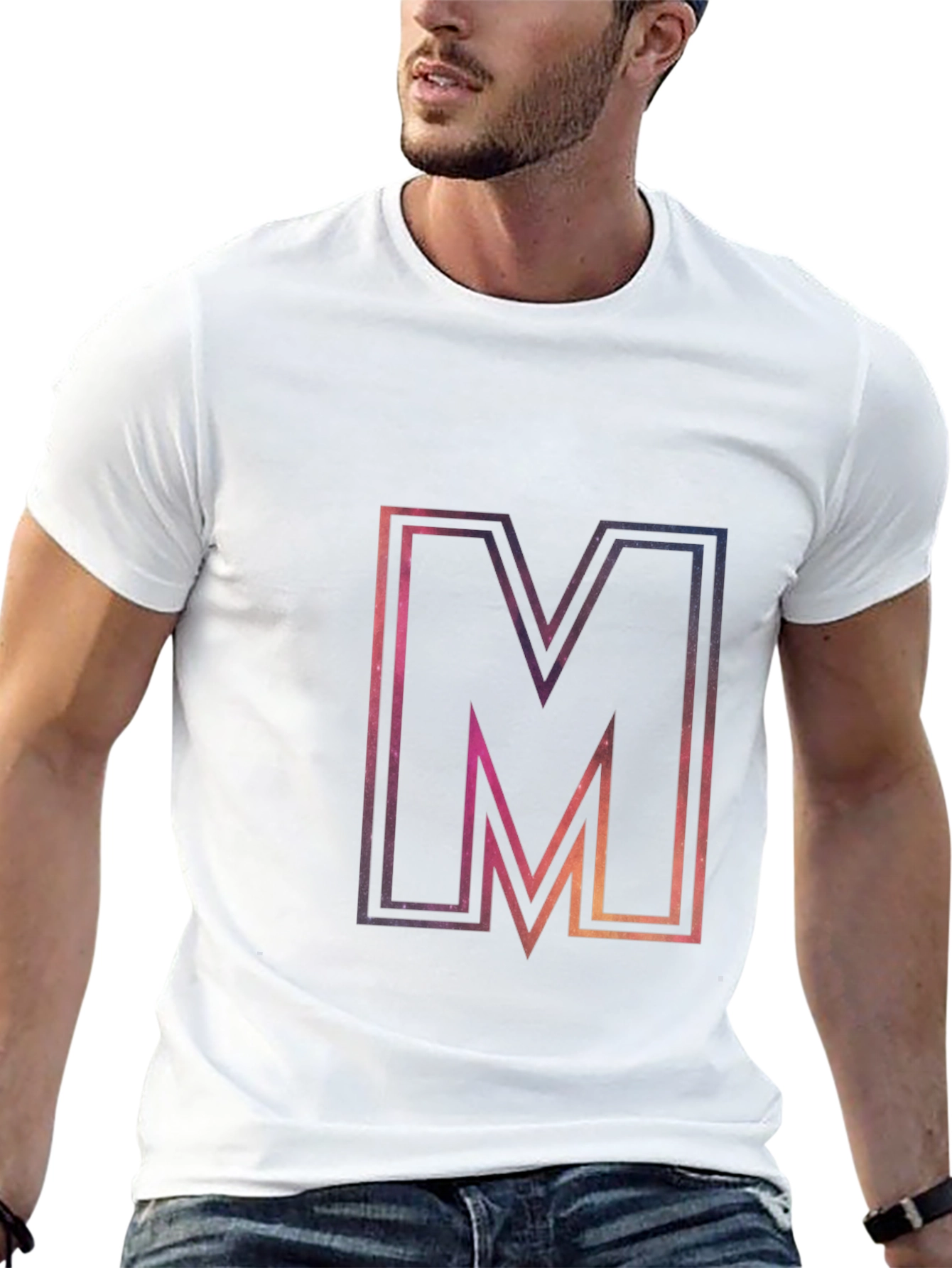 M Graphic Tee - Cosmic Letter Print