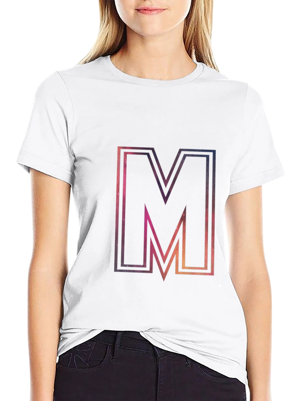 M Graphic Tee - Cosmic Letter Print