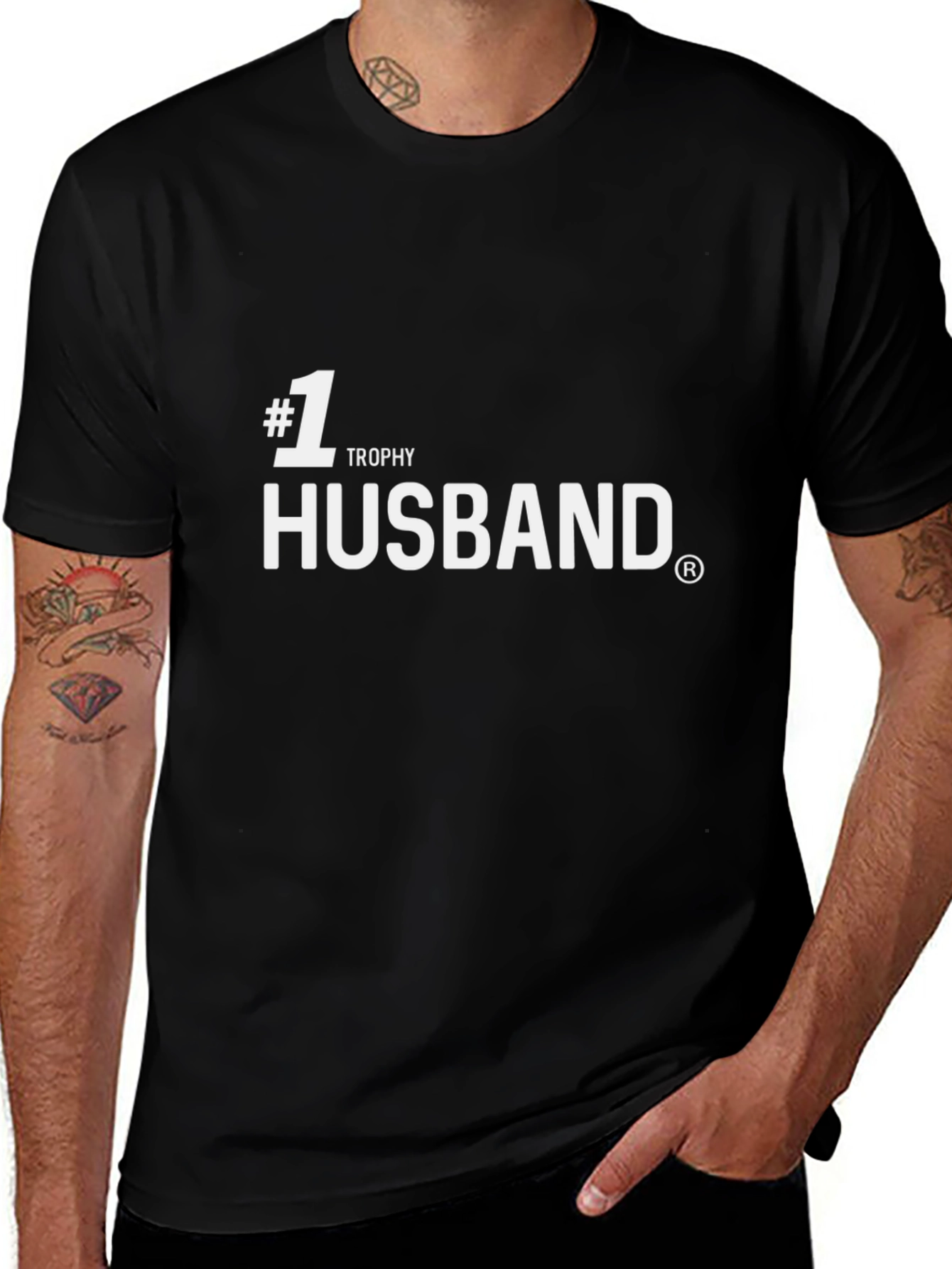#1 Trophy Husband Black Graphic Tee Shirt