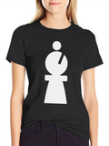 Abstract Minimalist White Figure on Black T-Shirt