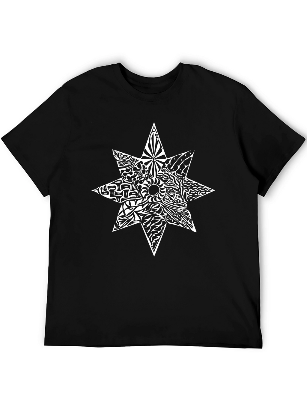 Abstract Star Graphic Black T-Shirt