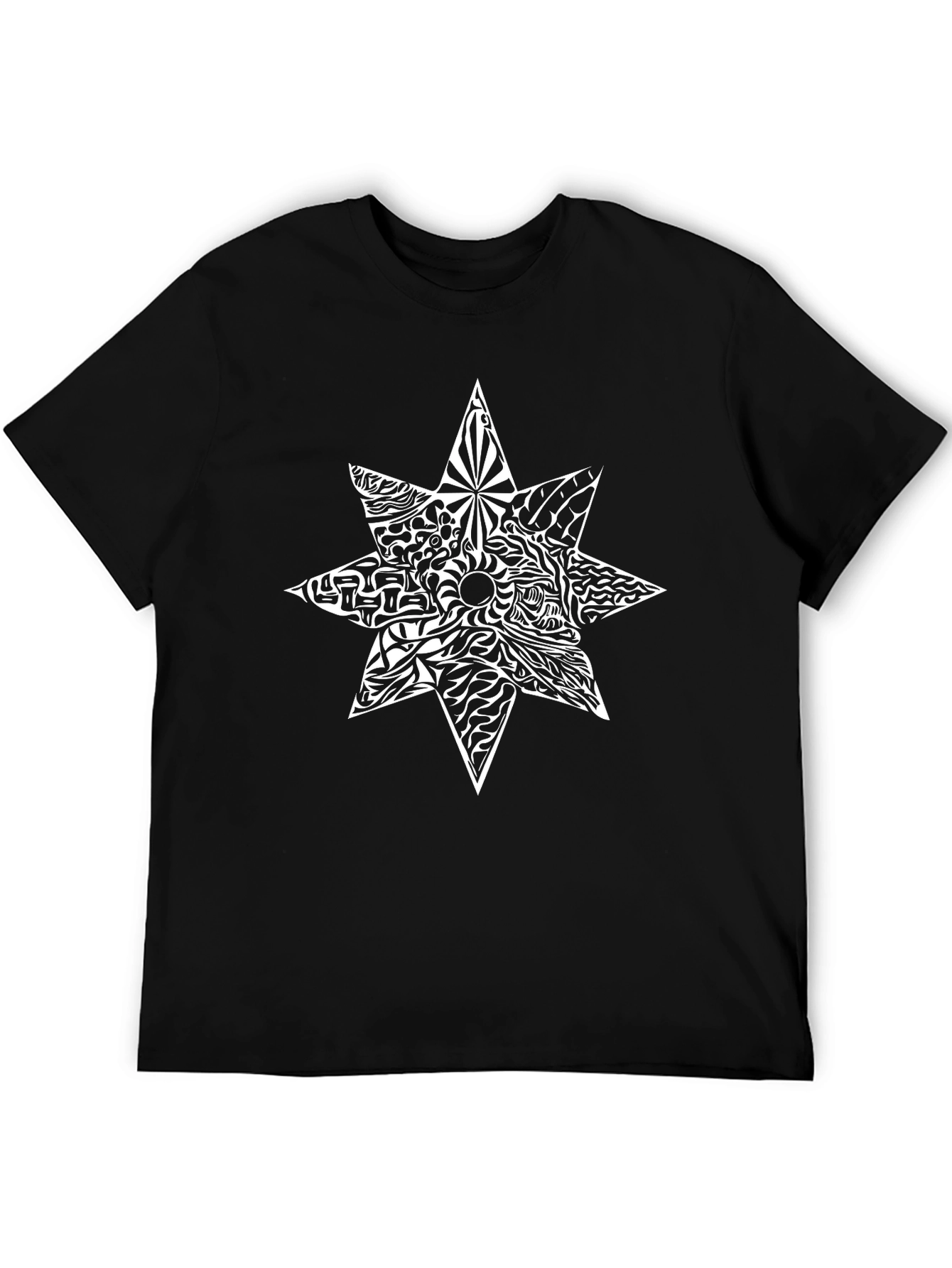 Abstract Star Graphic Black T-Shirt