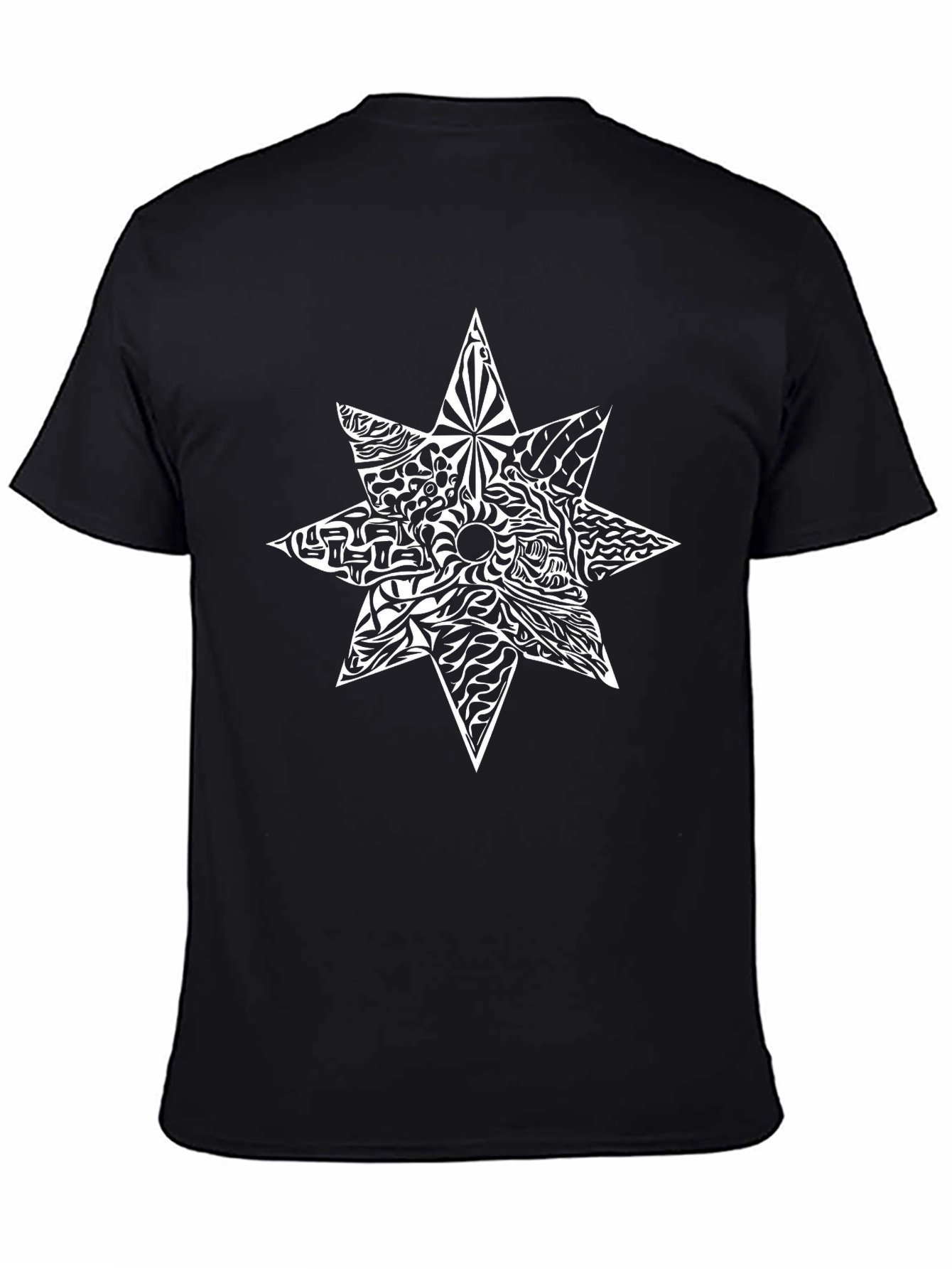 Abstract Star Graphic Black T-Shirt