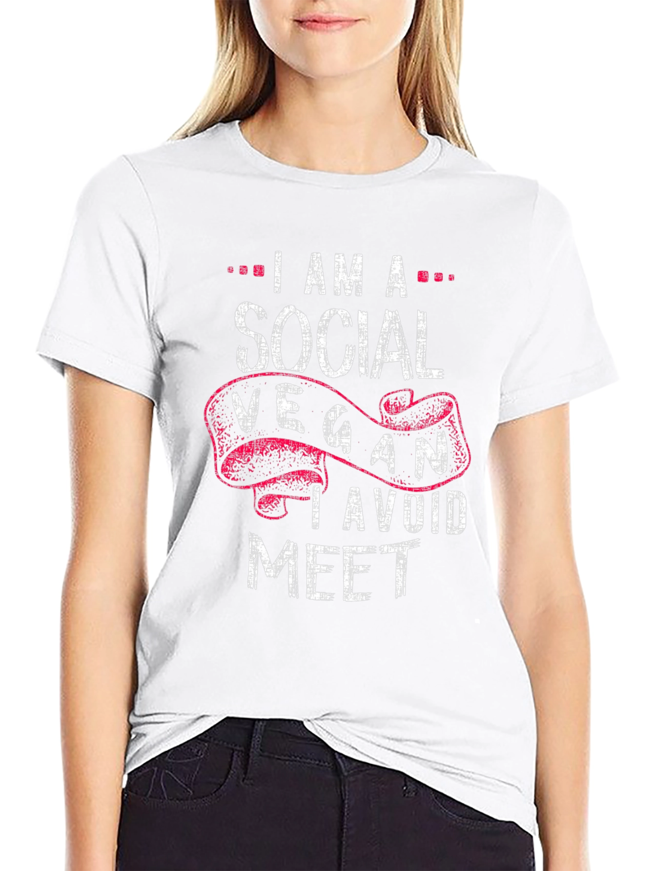 Social Vegan Graphic T-Shirt - Avoid Meet Pun