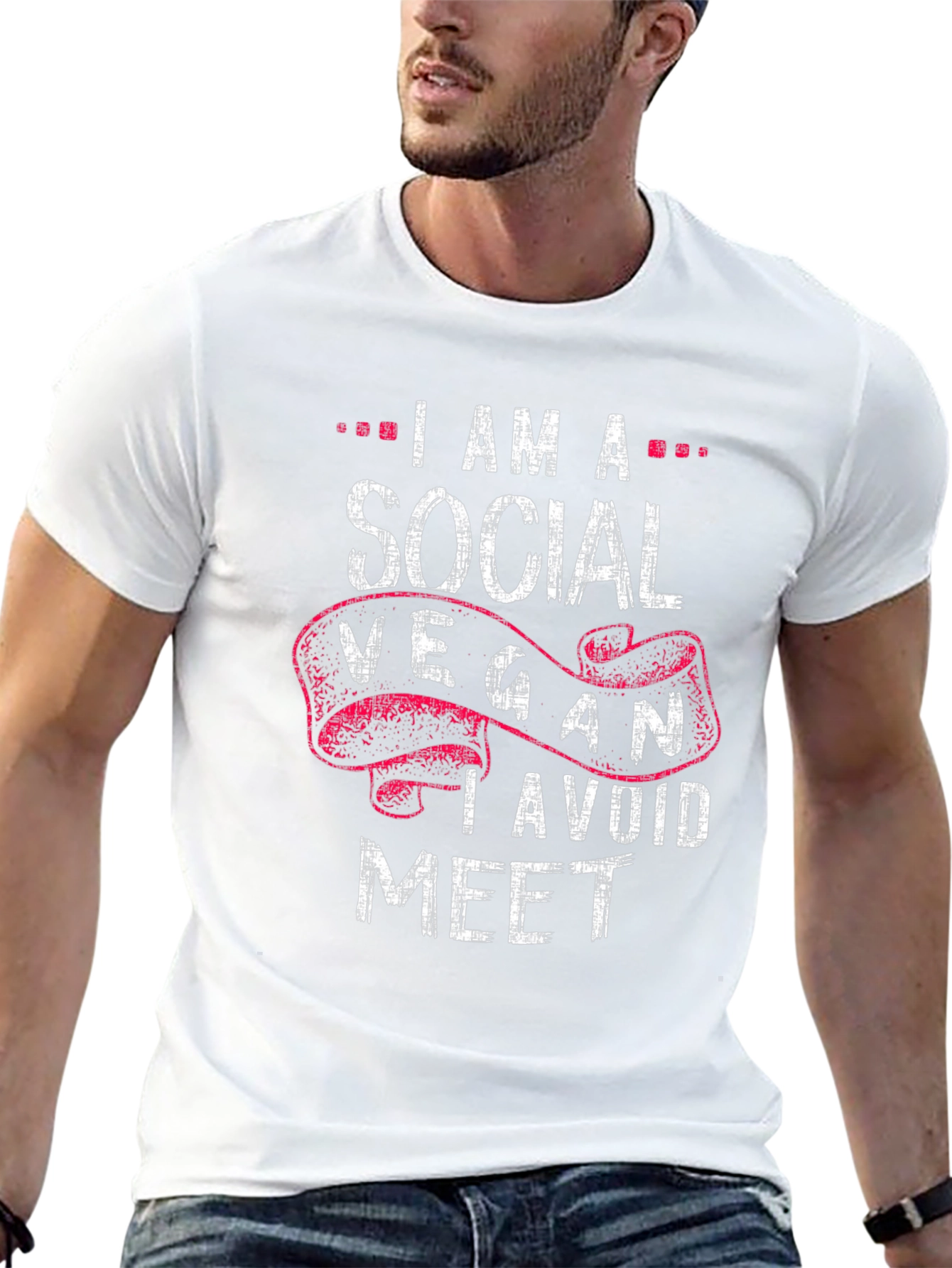 Social Vegan Graphic T-Shirt - Avoid Meet Pun