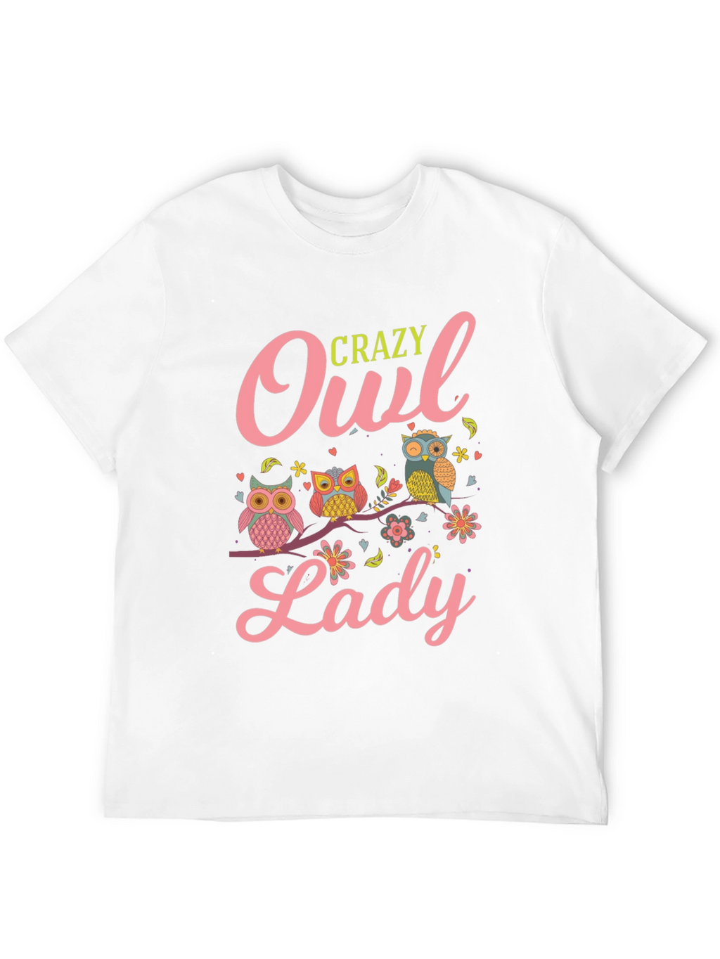 Crazy Owl Lady T-Shirt - Black Cotton Tee