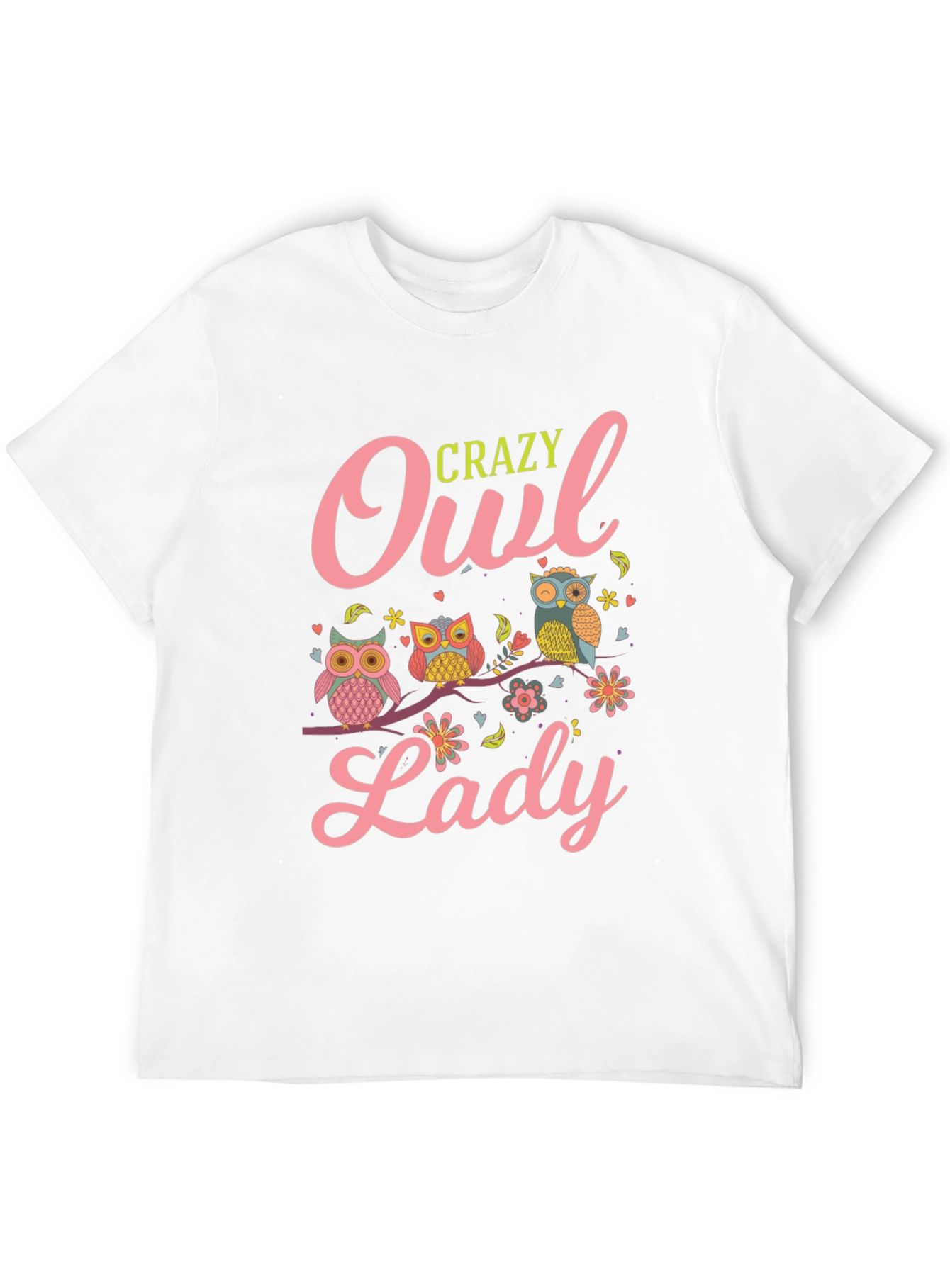 Crazy Owl Lady T-Shirt - Black Cotton Tee