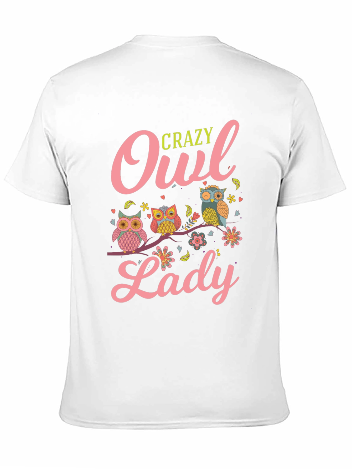 Crazy Owl Lady T-Shirt - Black Cotton Tee