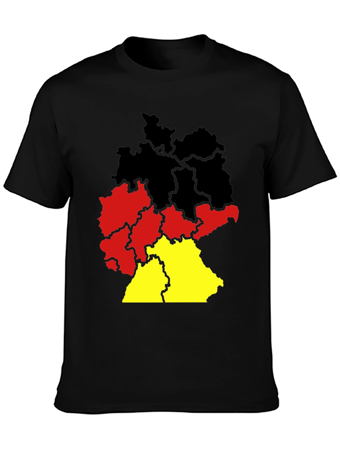 Germany Map T-Shirt - Black Tee with German Flag Colors
