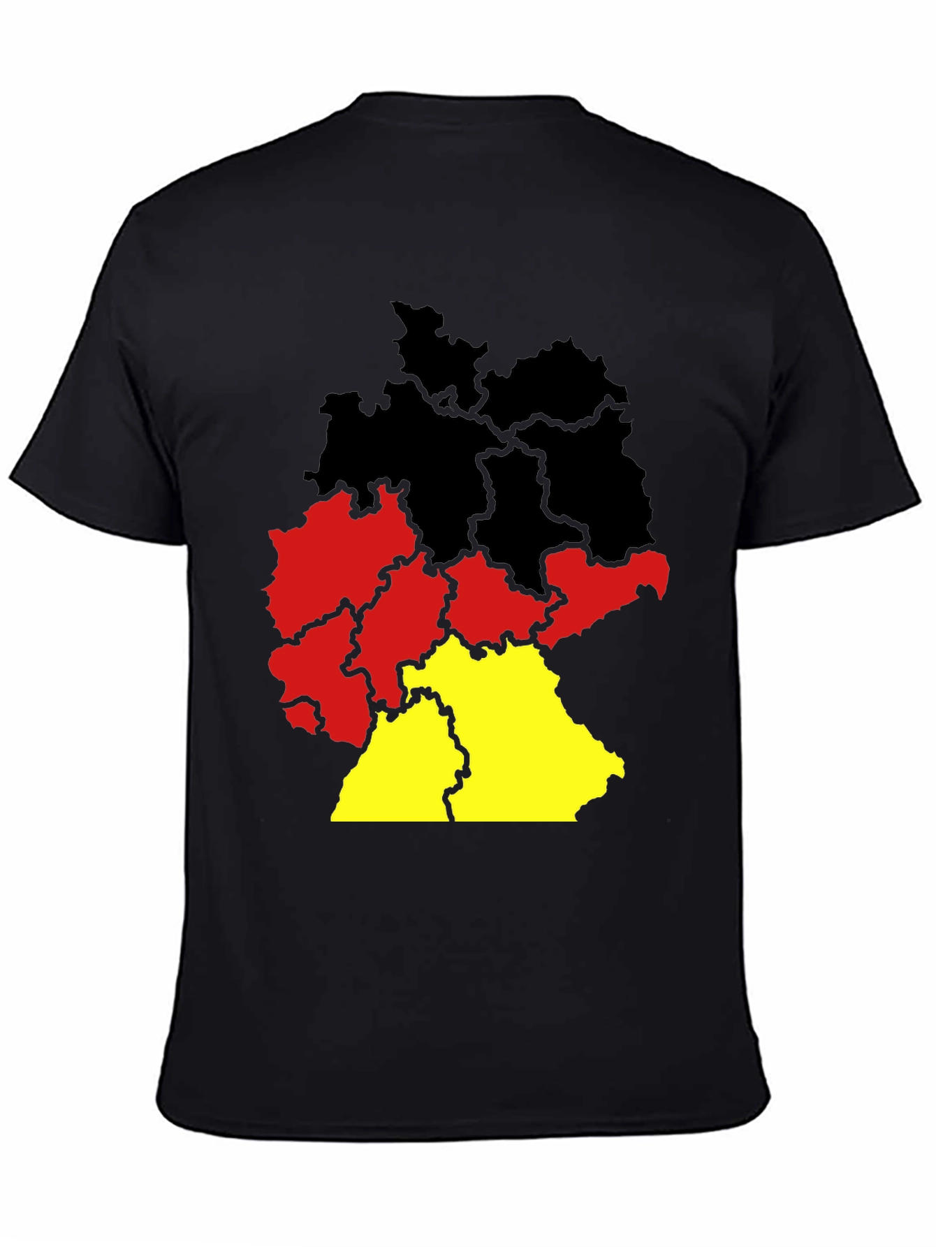 Germany Map T-Shirt - Black Tee with German Flag Colors
