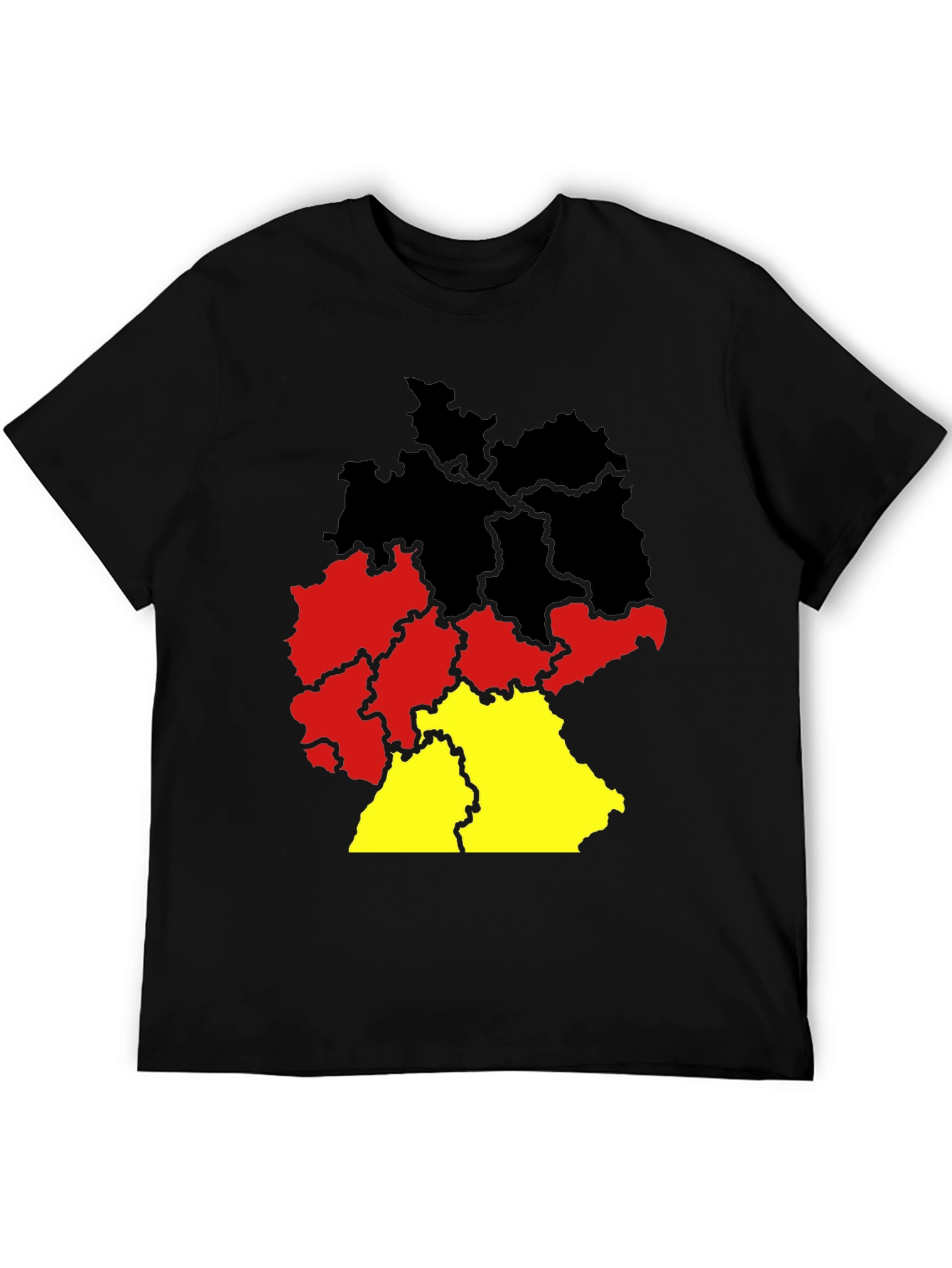 Germany Map T-Shirt - Black Tee with German Flag Colors