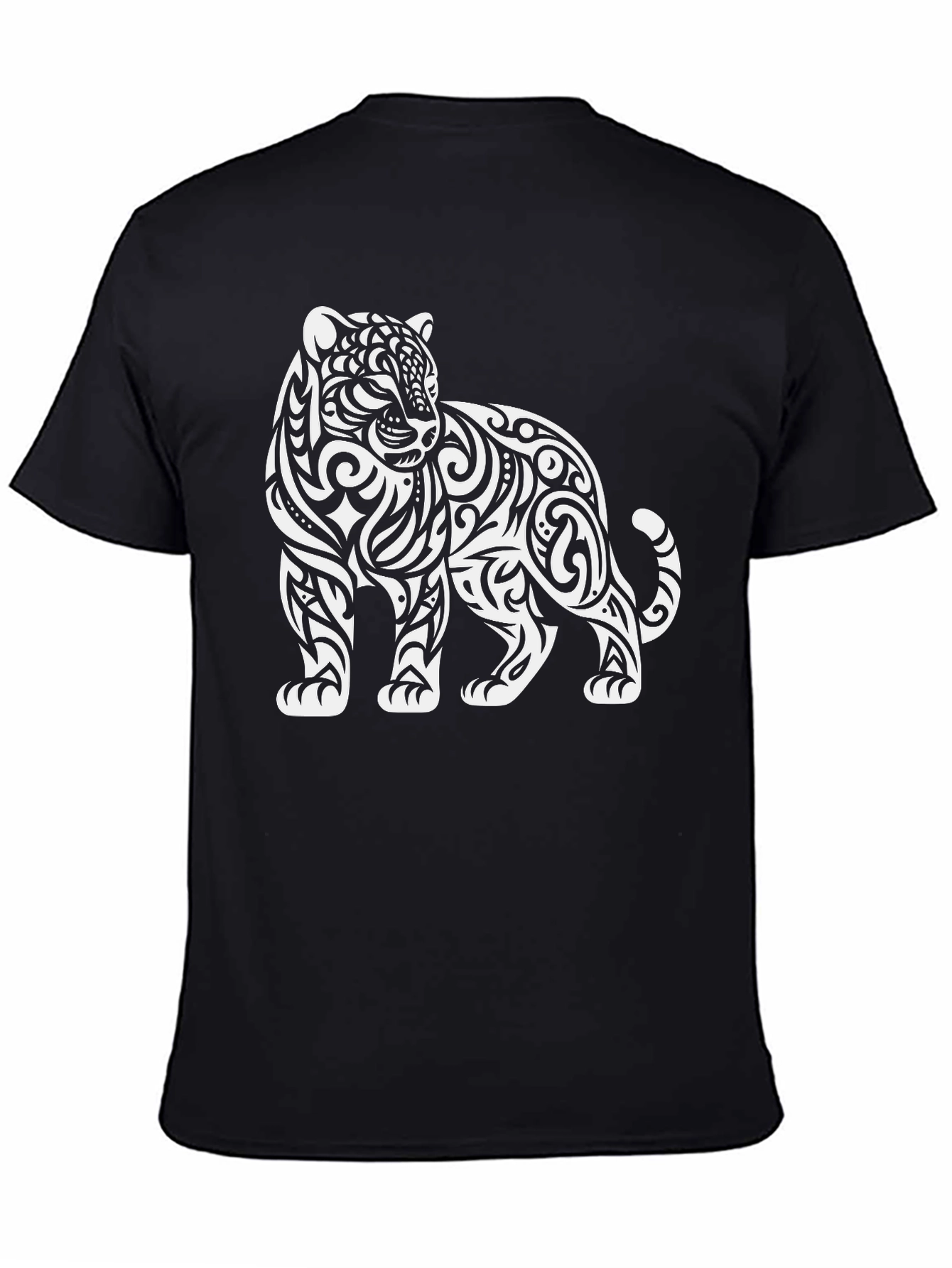 Tribal Tiger Graphic Tee - Stylish Black Cotton T-Shirt
