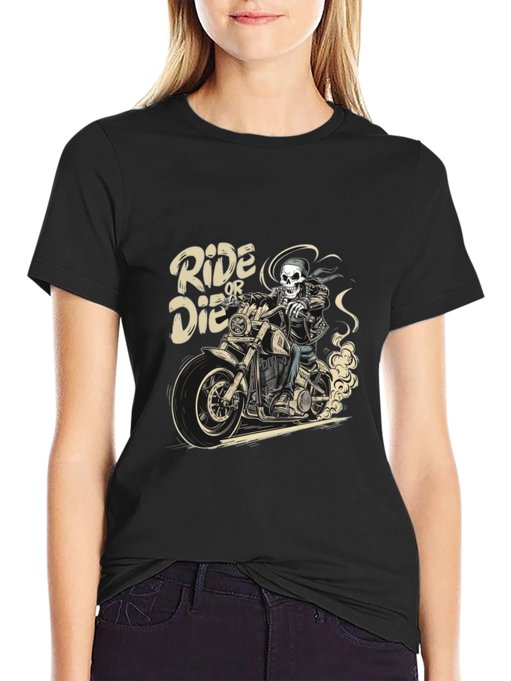 Ride or Die Skeleton Biker Graphic Tee