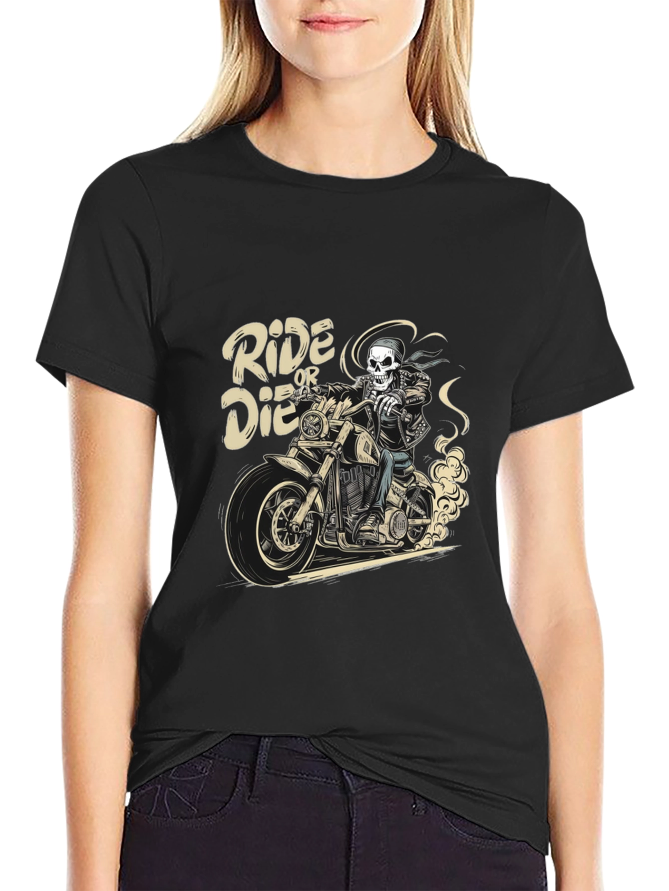 Ride or Die Skeleton Biker Graphic Tee