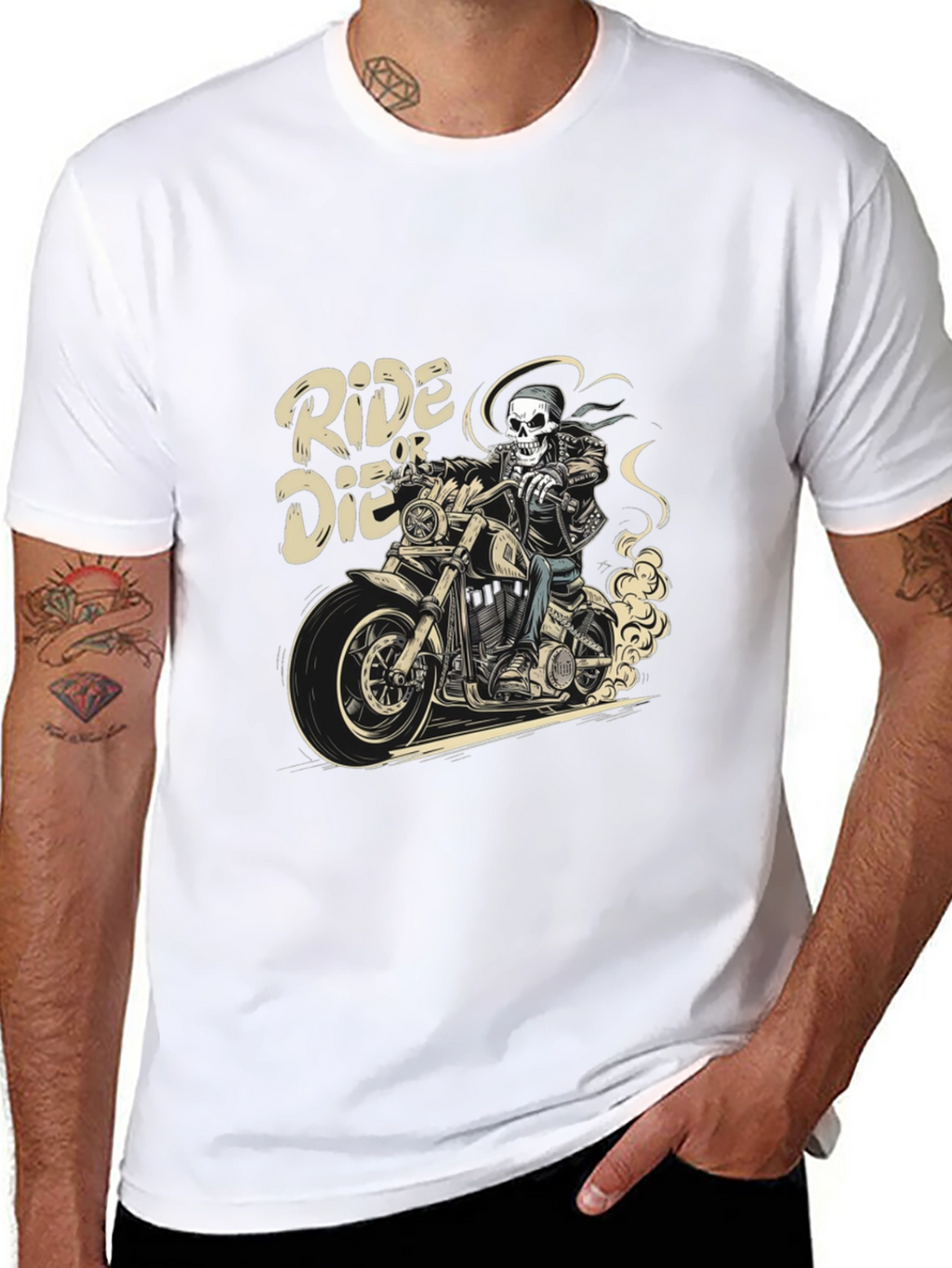 Ride or Die Skeleton Biker Graphic Tee