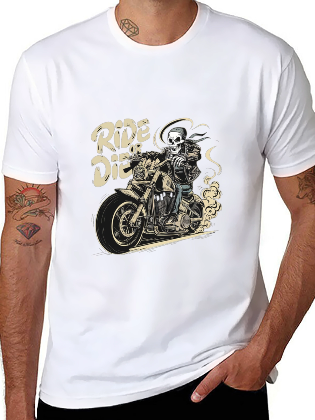 Ride or Die Skeleton Biker Graphic Tee