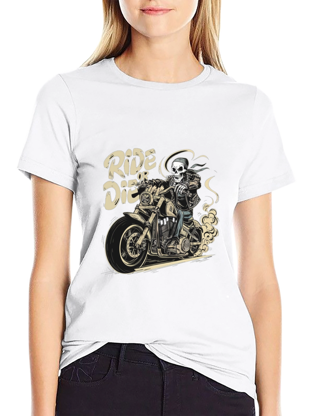 Ride or Die Skeleton Biker Graphic Tee
