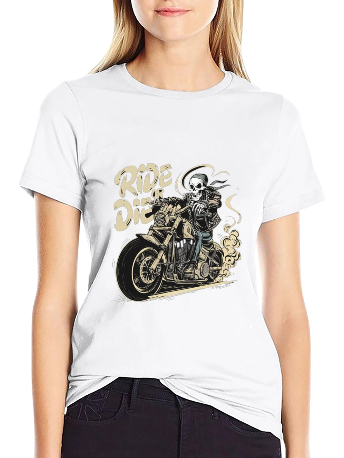 Ride or Die Skeleton Biker Graphic Tee