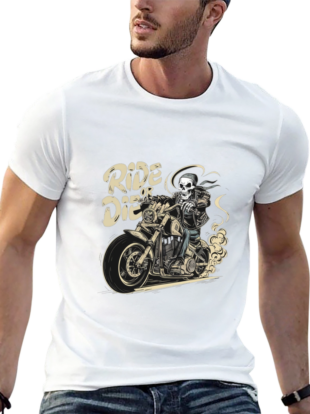 Ride or Die Skeleton Biker Graphic Tee