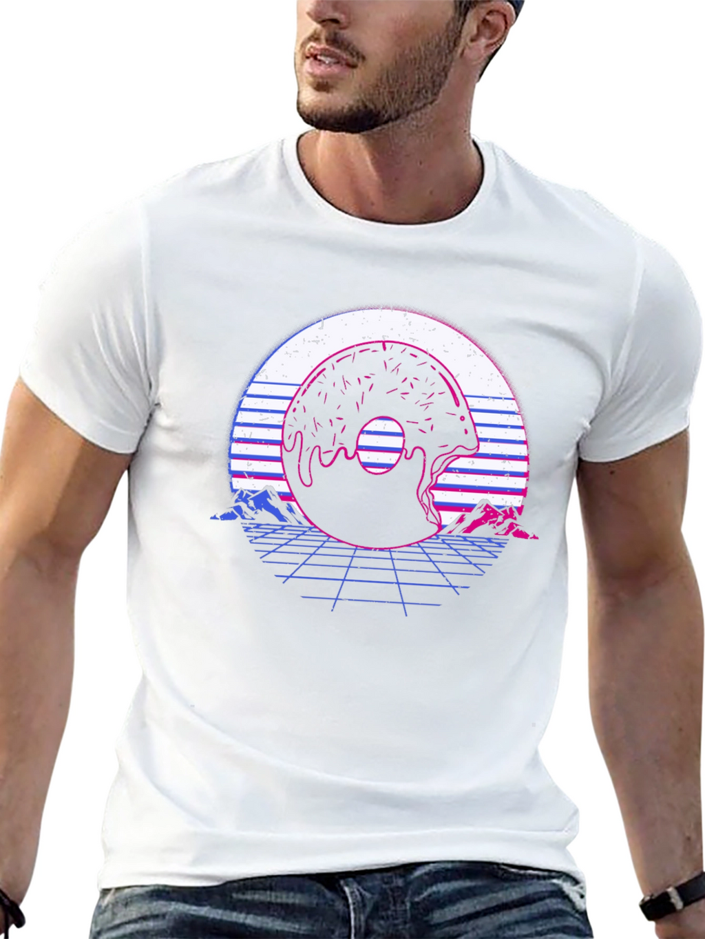Retro Donut Glitch T-Shirt - Vaporwave Graphic Tee