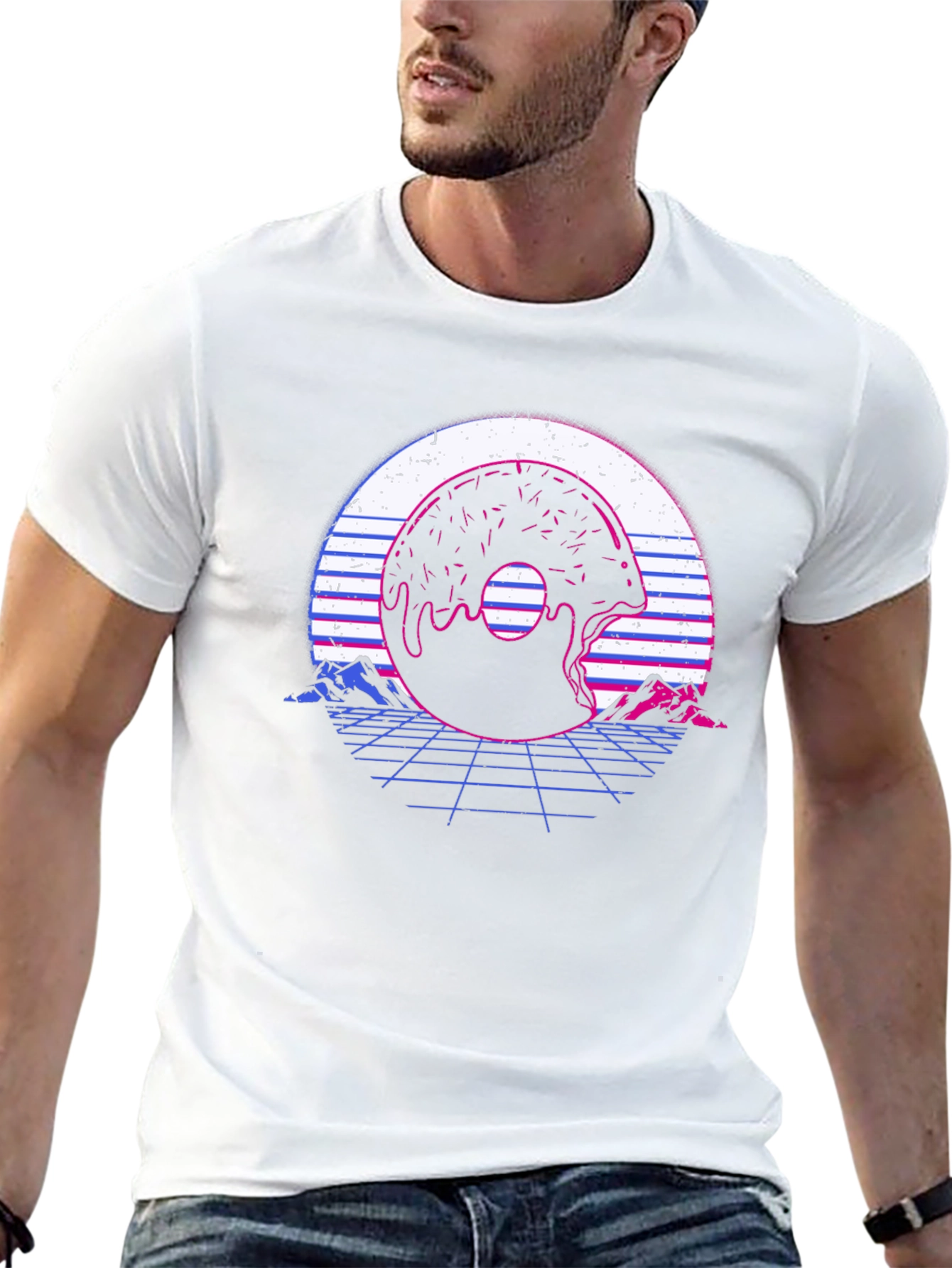Retro Donut Glitch T-Shirt - Vaporwave Graphic Tee