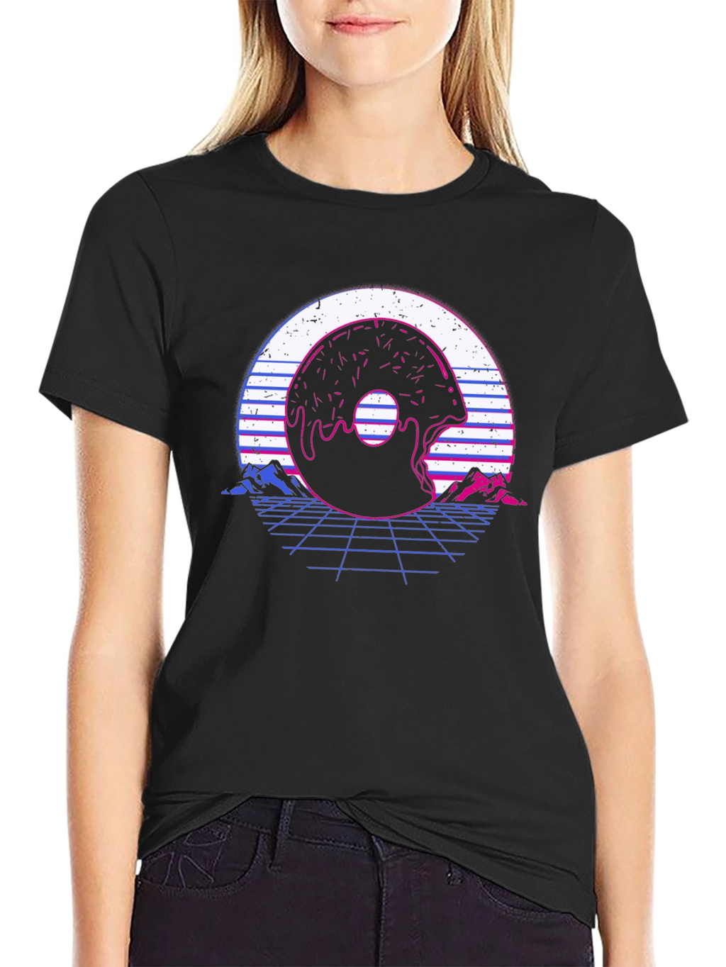Retro Donut Glitch T-Shirt - Vaporwave Graphic Tee