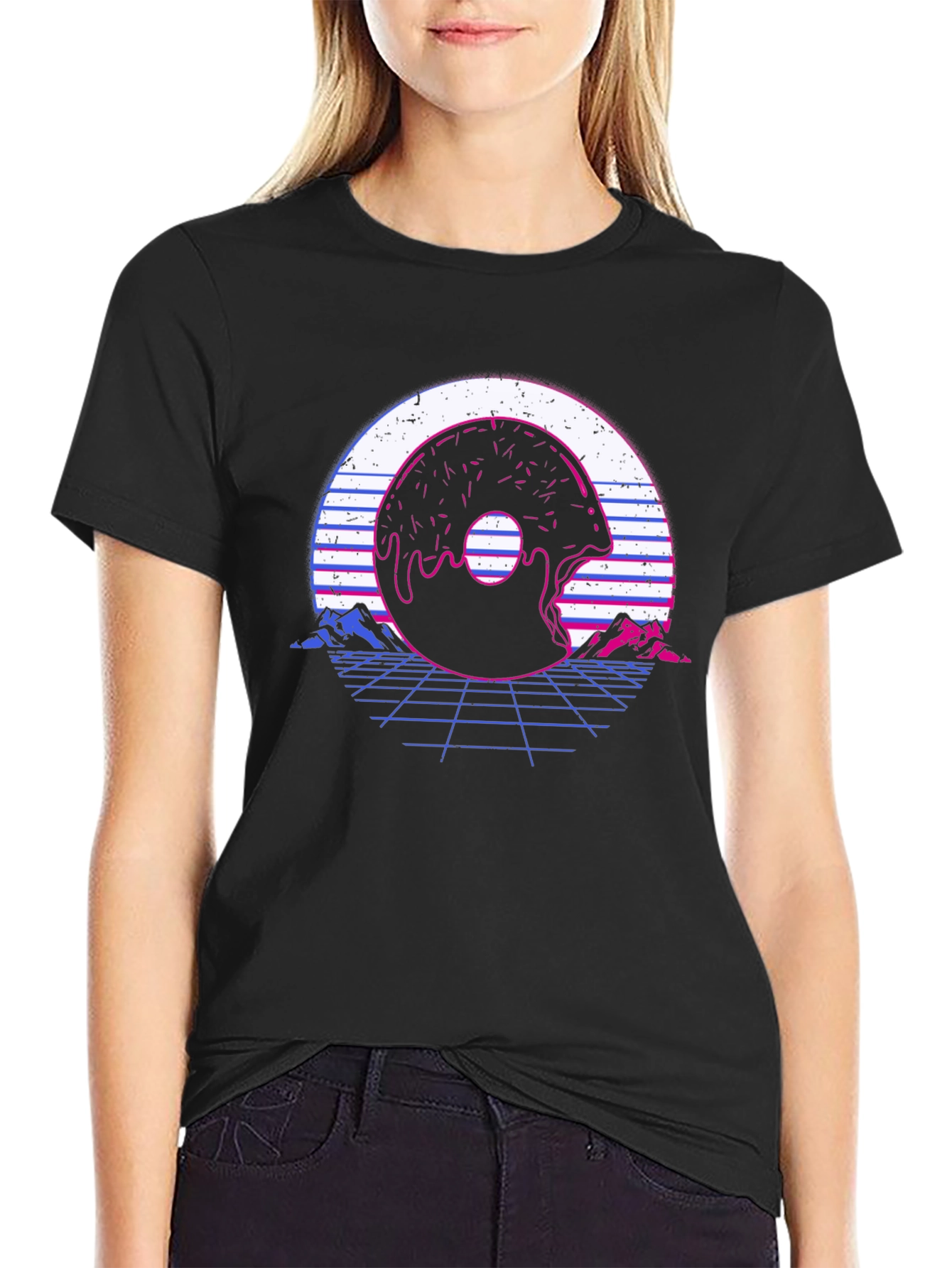 Retro Donut Glitch T-Shirt - Vaporwave Graphic Tee