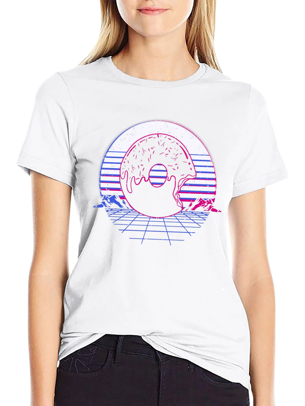 Retro Donut Glitch T-Shirt - Vaporwave Graphic Tee