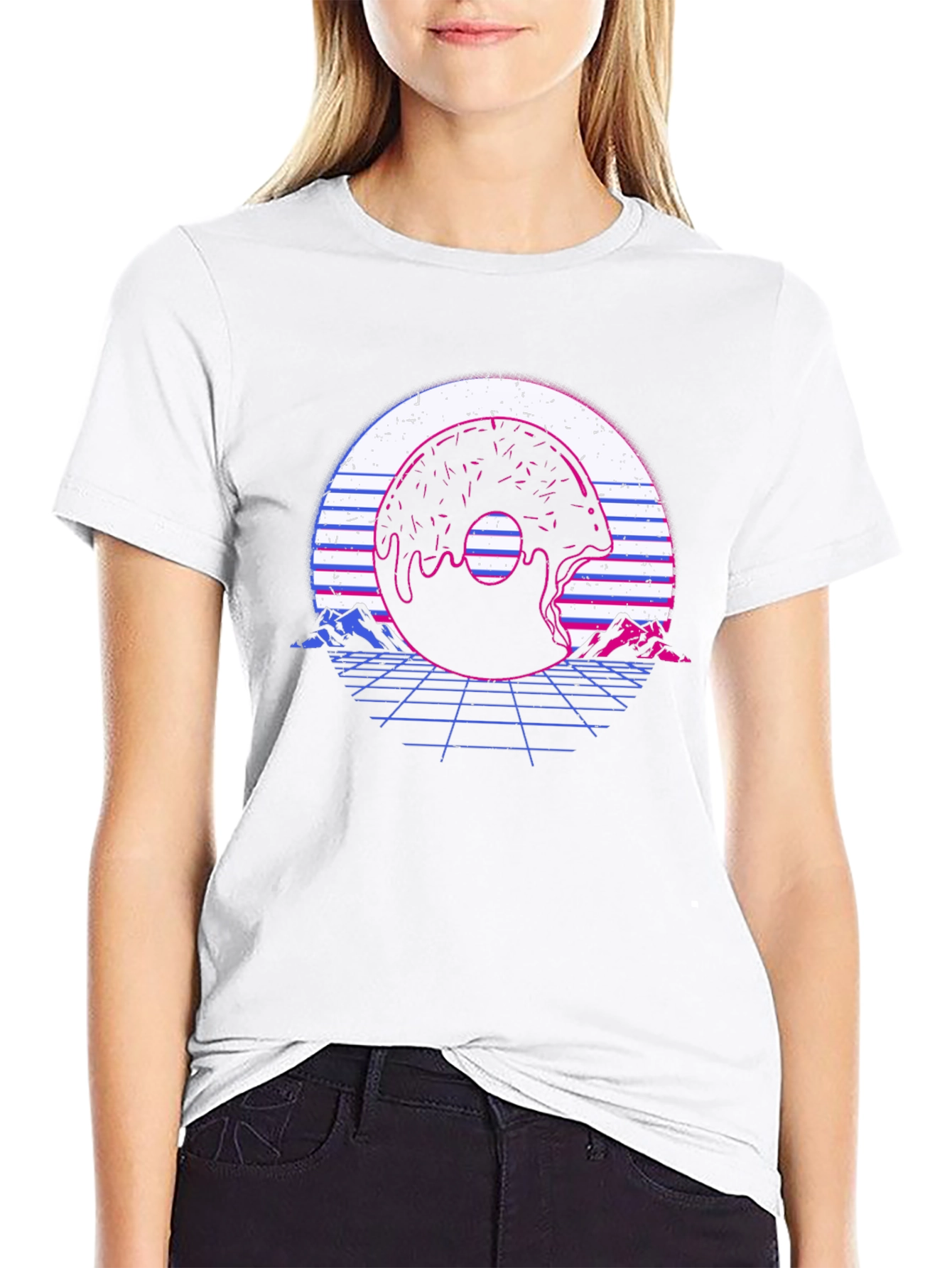 Retro Donut Glitch T-Shirt - Vaporwave Graphic Tee