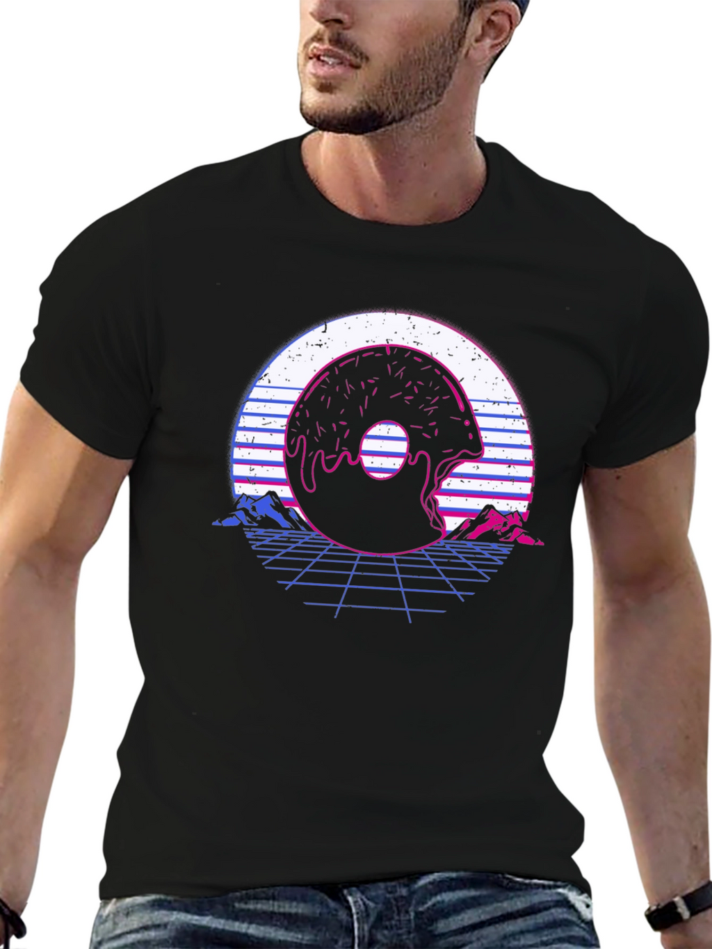Retro Donut Glitch T-Shirt - Vaporwave Graphic Tee