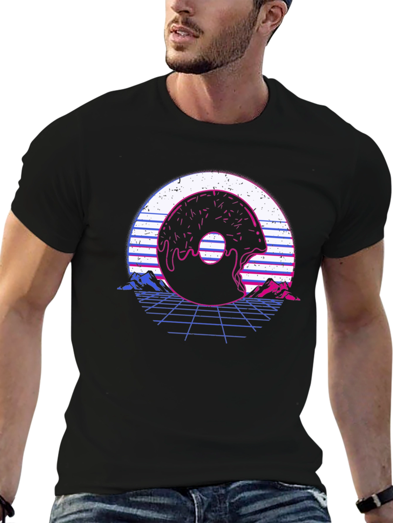 Retro Donut Glitch T-Shirt - Vaporwave Graphic Tee