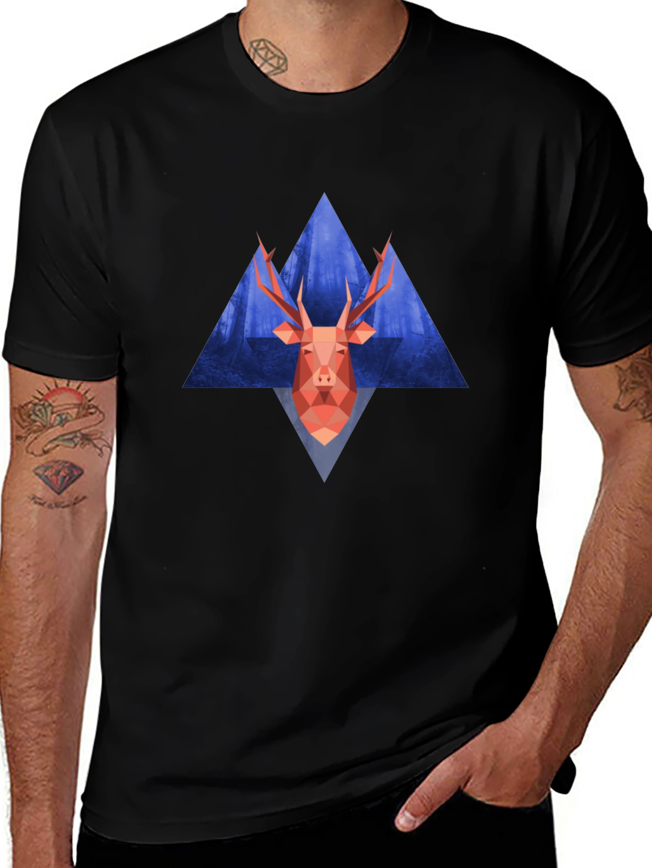 Geometric Deer Graphic Tee - Modern Style