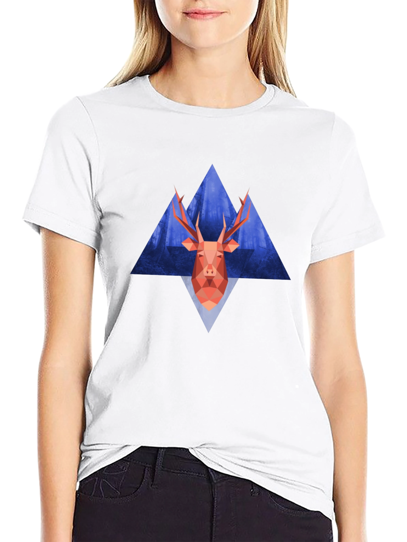 Geometric Deer Graphic Tee - Modern Style