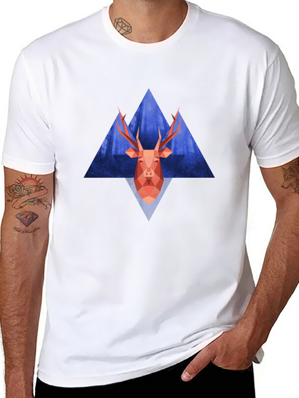 Geometric Deer Graphic Tee - Modern Style