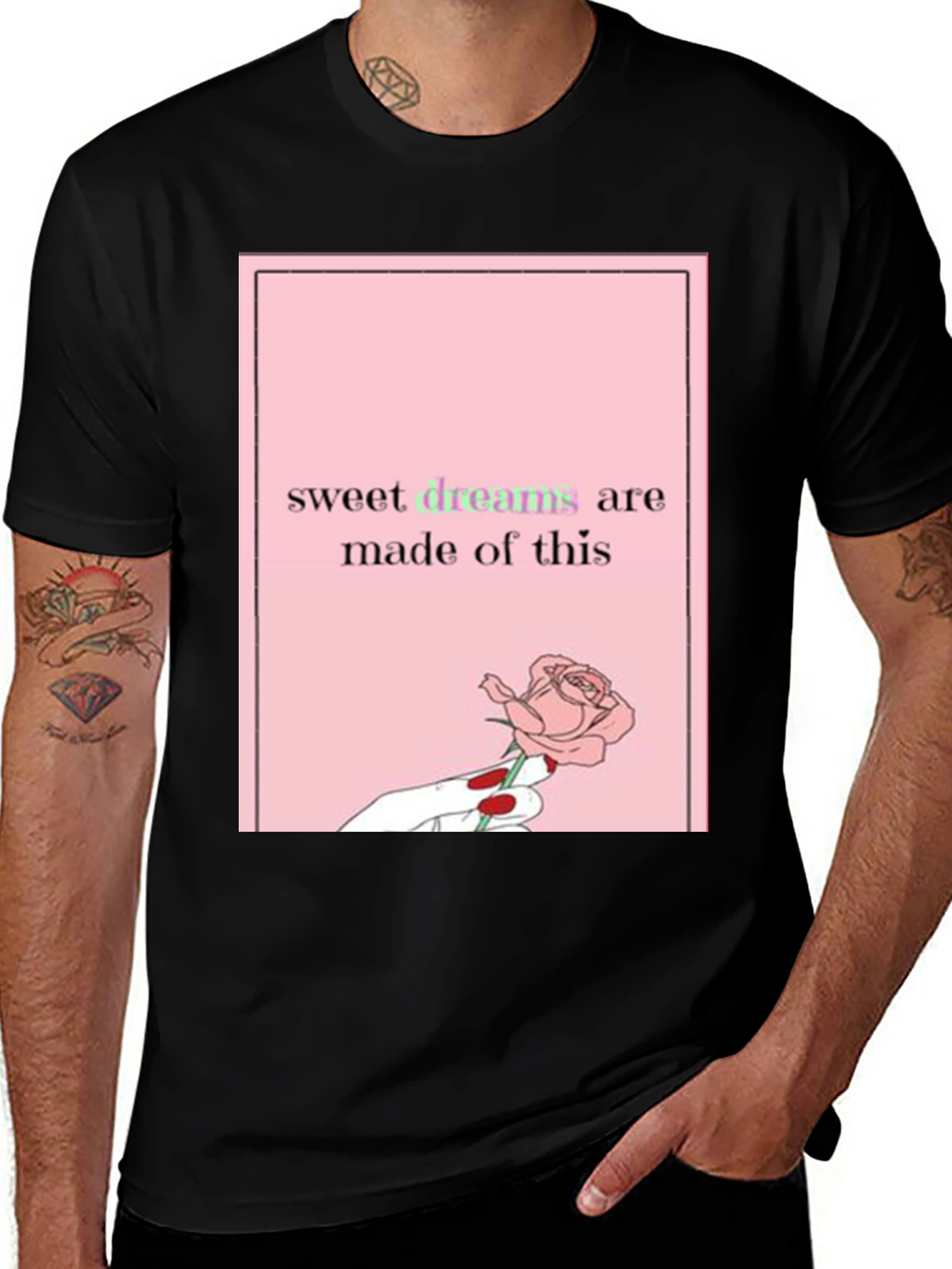 Sweet Dreams Rose Graphic Tee - Black