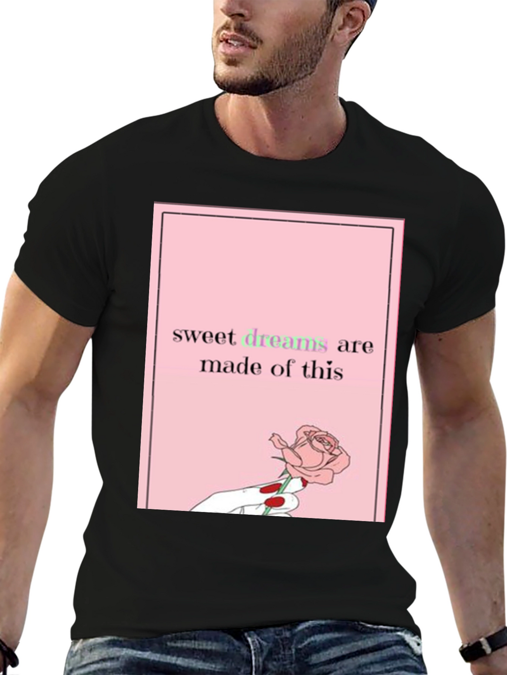 Sweet Dreams Rose Graphic Tee - Black