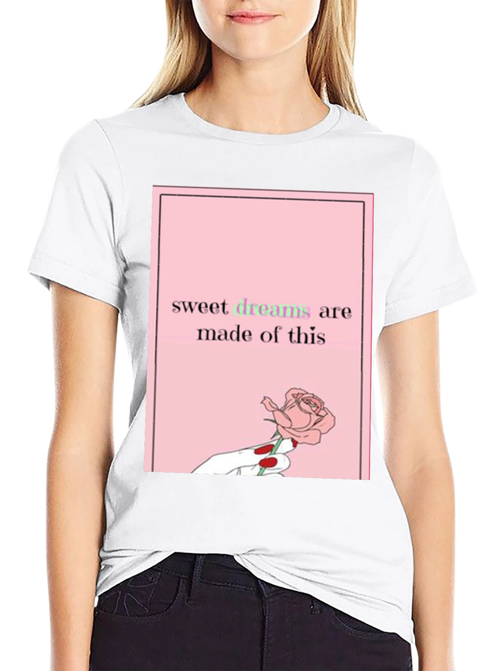 Sweet Dreams Rose Graphic Tee - Black