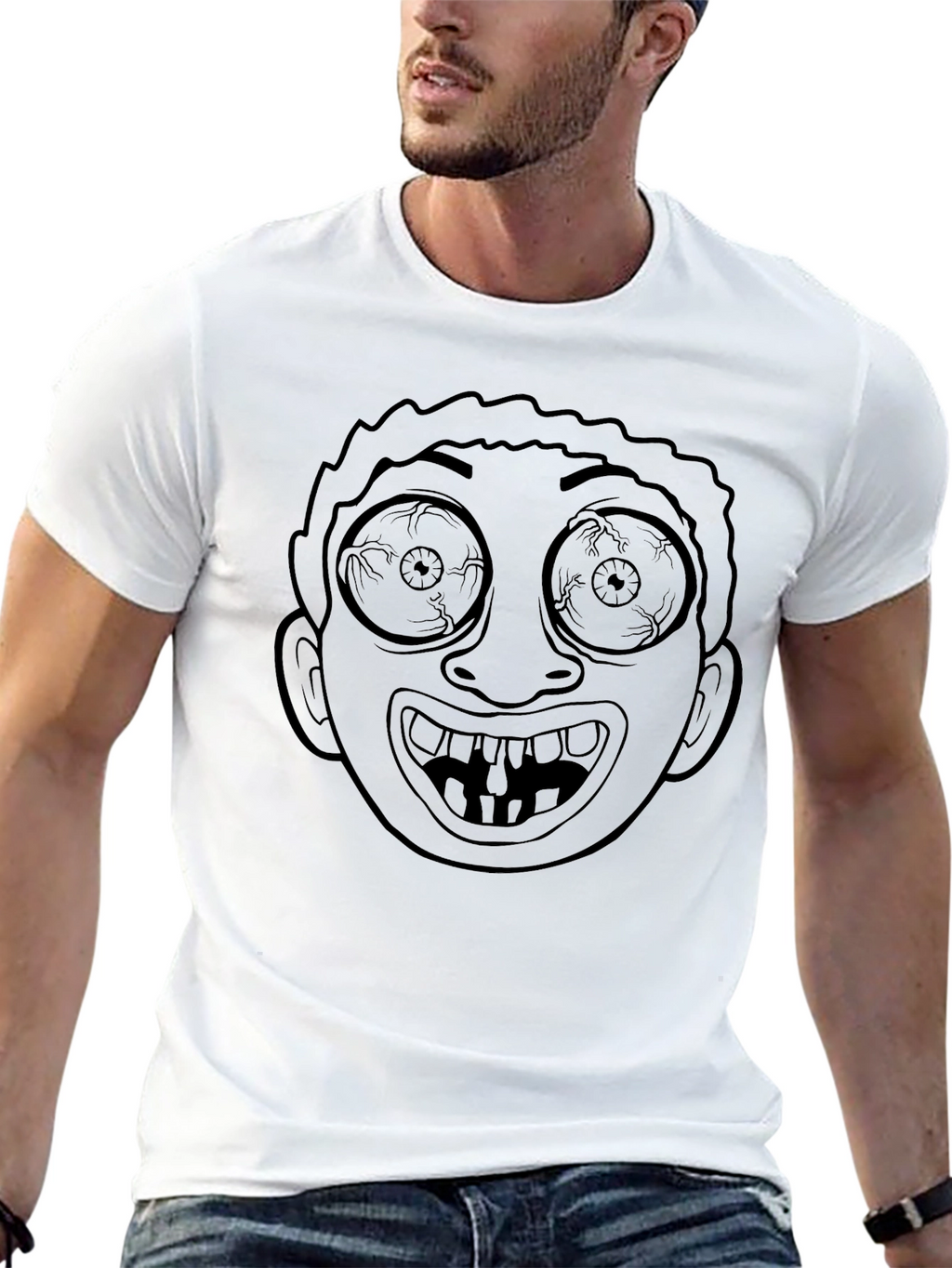 Crazy Face Graphic Black T-Shirt