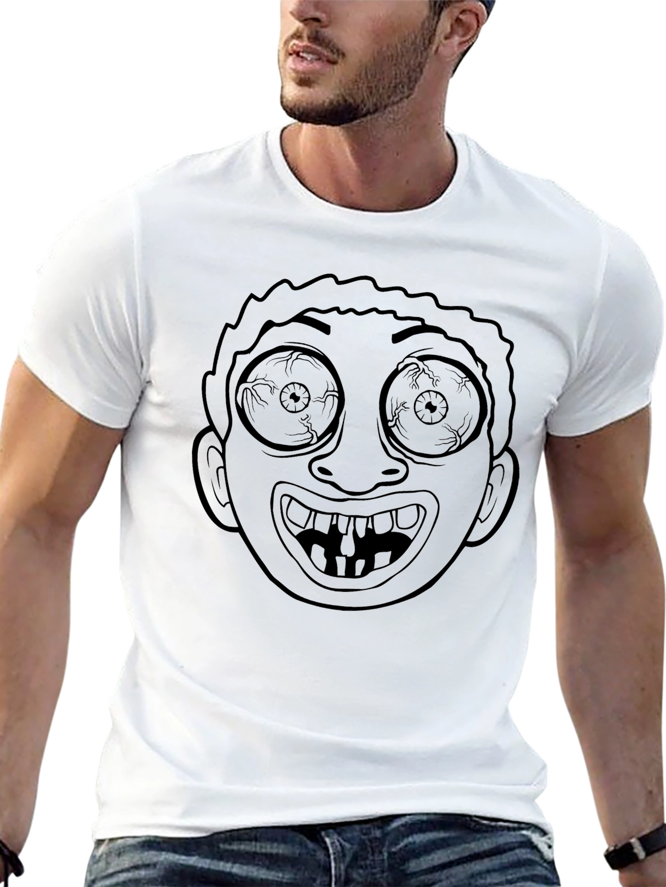 Crazy Face Graphic Black T-Shirt