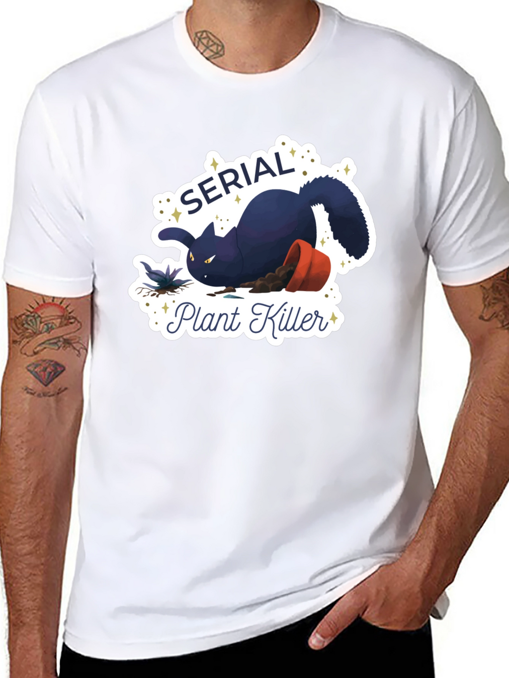 Serial Plant Killer Cat Graphic T-Shirt