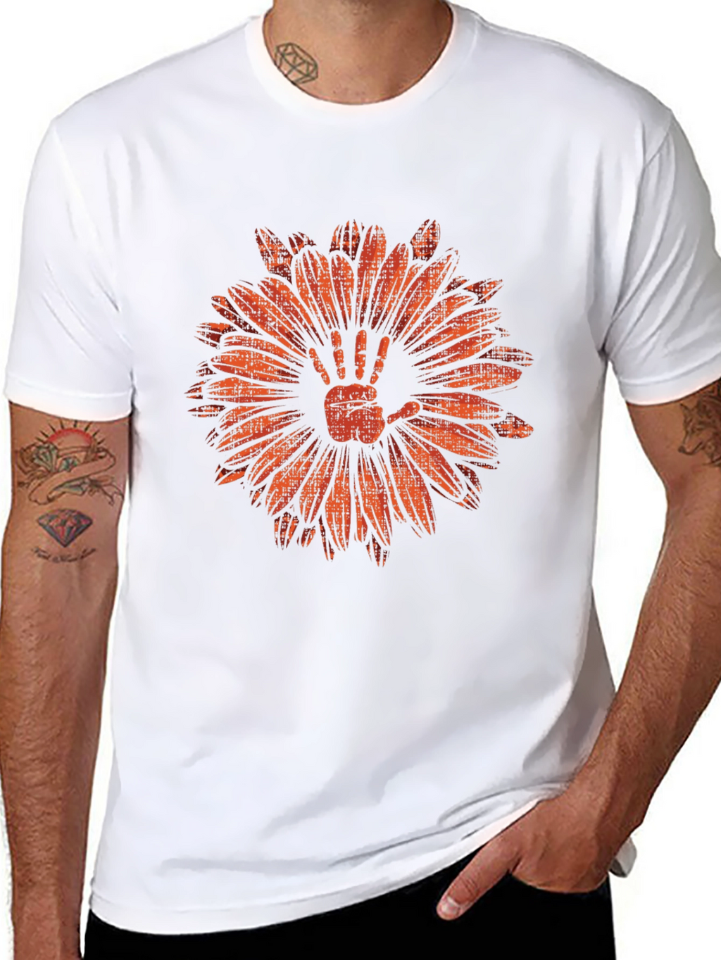 Hand Flower Graphic Tee - Mens Black T-Shirt